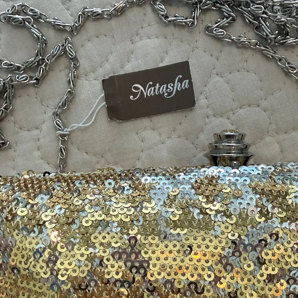 Boho Y2K Metallic Gold Sequin Clutch Shoulder purse festival evening bag wedding